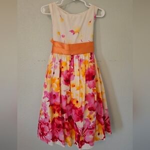 Kids Dream Orange and Pink Floral Dress Size 3-4